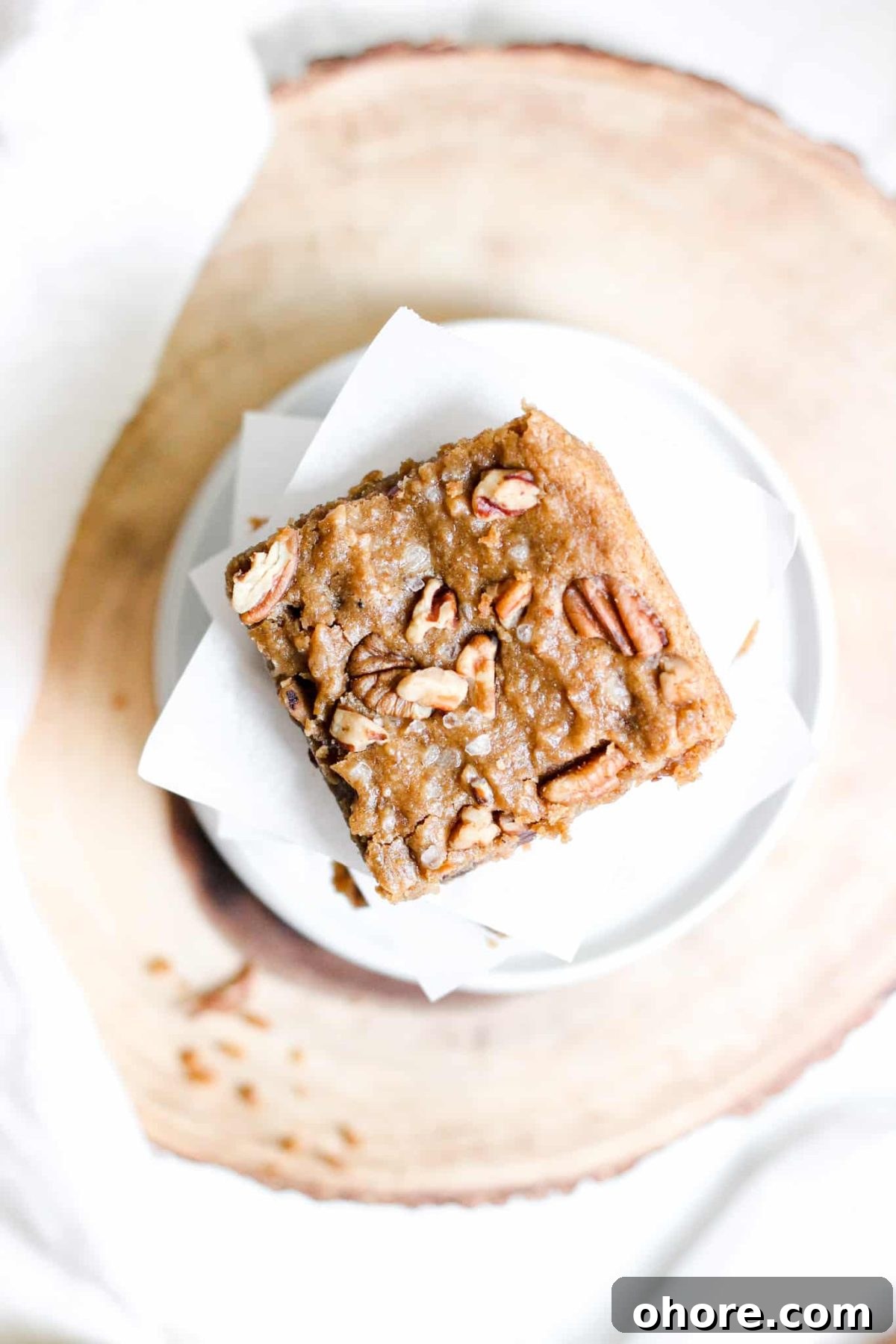 Salted Caramel Chickpea Blondies Healthy Vegan Gluten Free Dessert with Sea Salt and Nuts, Food Blog Photography