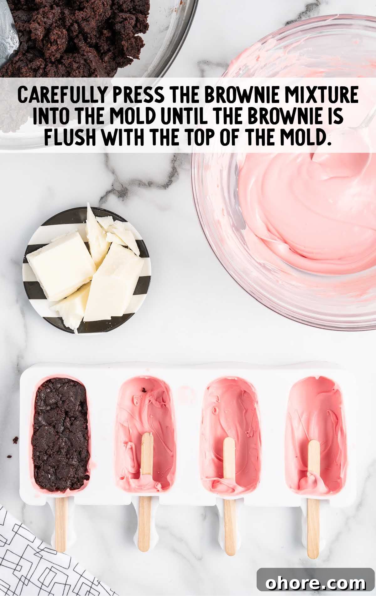 Cakesicle Recipes: How to Make Frozen Cake Pops at Home 9 brownie mixture pressed into the mold