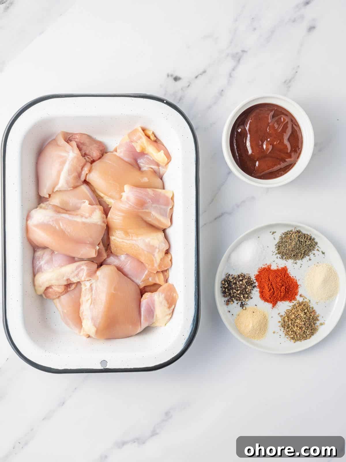 Crispy Air Fryer BBQ Chicken Recipe for Juicy, Quick Dinners 3 Ingredients needed for air fryer bbq chicken.
