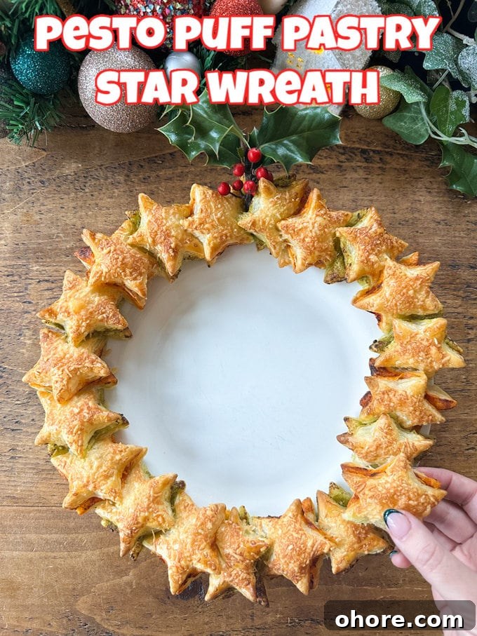 Pesto Puff Pastry Star Wreath Recipe for Holiday Appetizers 13 img 28051 13