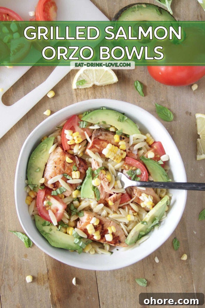 Grilled Salmon Orzo Bowls