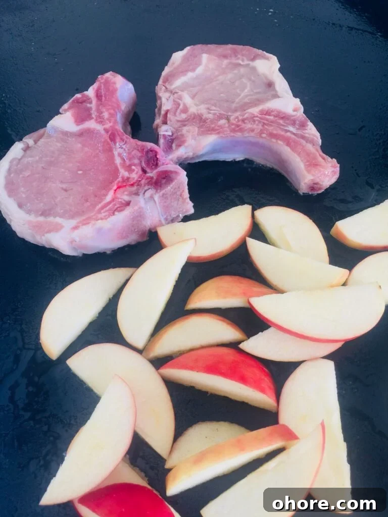 Apple-Brined Pork Chops on the Blackstone Grill 6 Blackstone Apple Brined Pork Chops before cooking