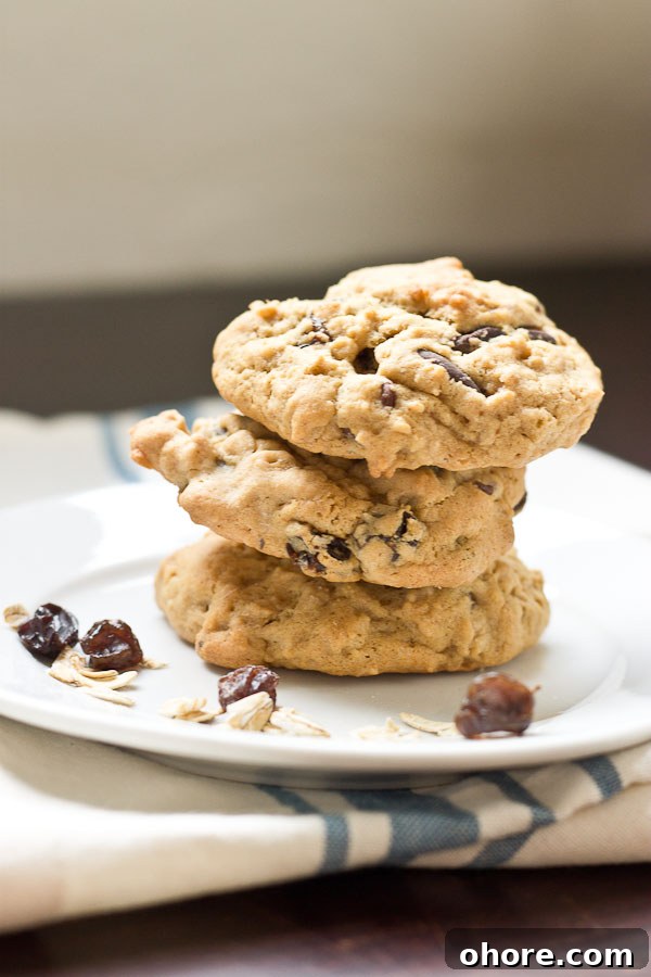 Chewy Oatmeal Cookies with Peanut Butter, Raisins & Chocolate Chips 2 These Oatmeal Raisin Peanut Butter Chocolate Chip Cookies are a yummy sweet and salty treat with lots of texture. Make a batch of these cookies and share them with the ones you love.