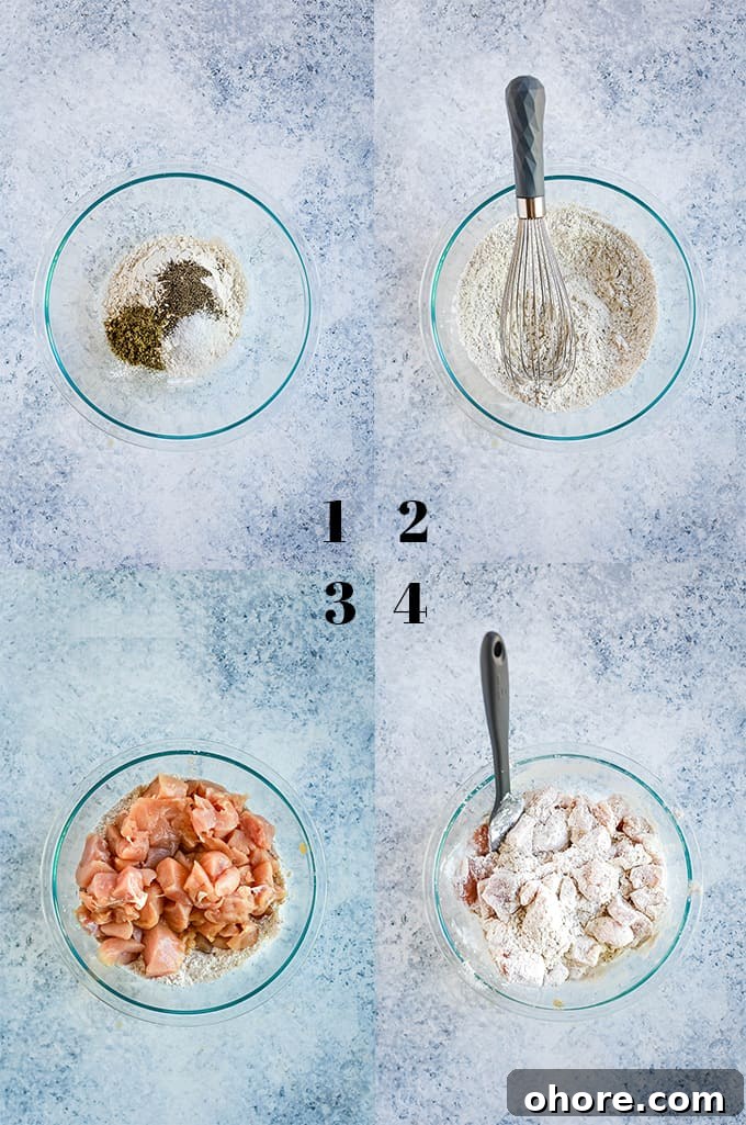Easy Chicken and Dumpling Soup Step by step photos of how to create Easy Chicken and Dumpling Soup, steps 1-4.