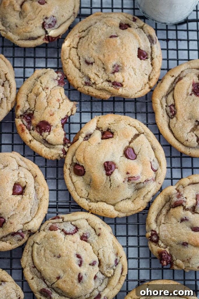 Perfect Jumbo Chocolate Chip Cookie Recipe — Giant Chewy Cookies 3 Jumbo cookies close up