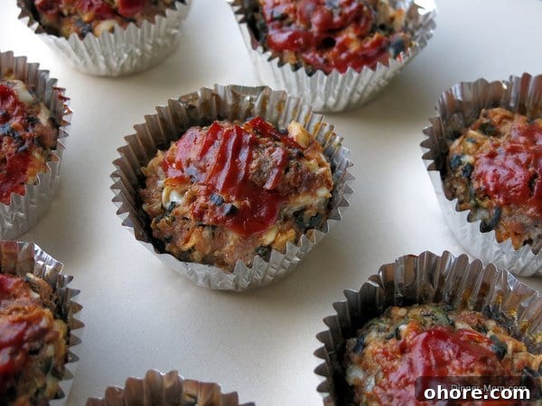 Meatloaf Cupcakes Topped with Creamy Mashed Potato Frosting 4 Meatloaf Muffins in aluminum baking liners