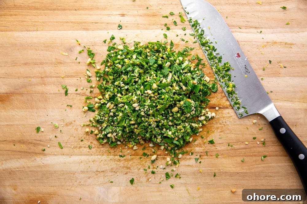 Broccoli Pasta Kids Will Actually Love: Creamy Weeknight Recipe 7 Gremolata on cutting board to sprinkle over the broccoli pasta