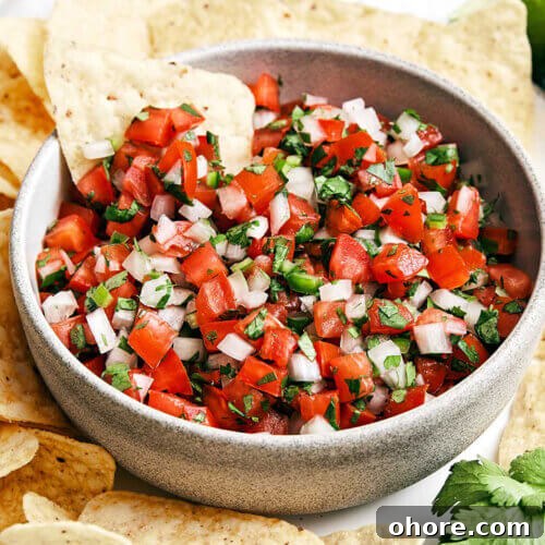 A bowl of pico de gallo and chips.