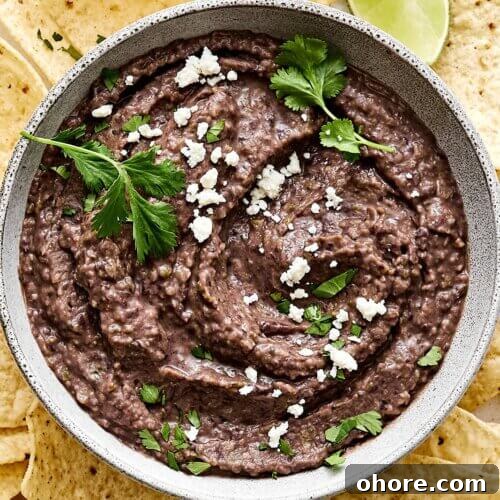 A bowl of the best black bean dip recipe.