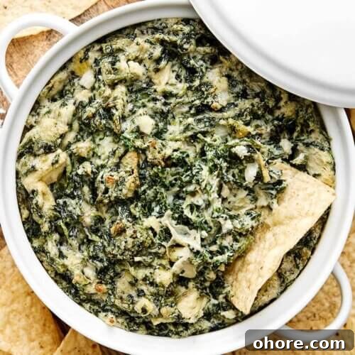 Healthy spinach artichoke dip recipe.