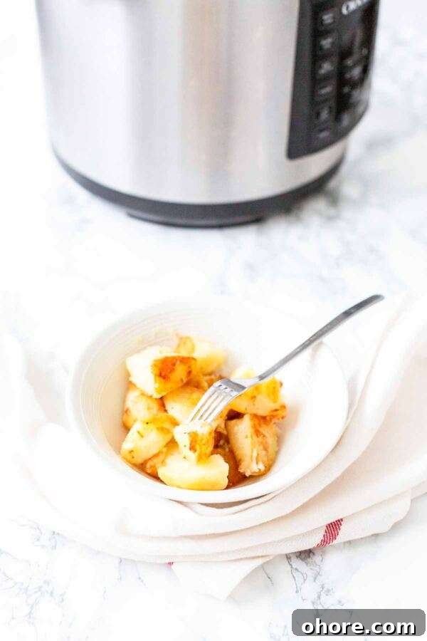 Instant Pot roasted potatoes. Easy to make in the pressure cooker and super-fast.