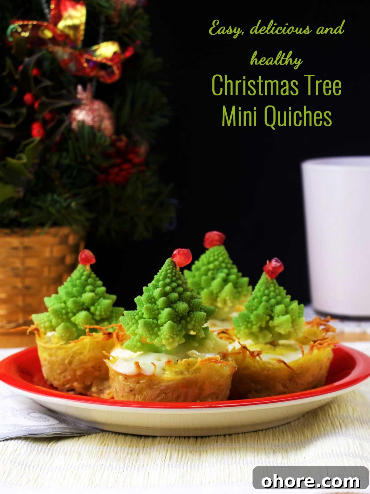 Mini Christmas Tree Quiches: Festive Savory Holiday Appetizers 8 Christmas tree mini quiches pinterest pin.