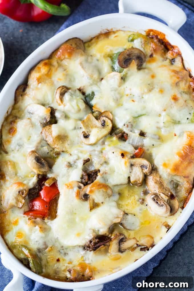 Low Carb Philly Cheese Steak Casserole 