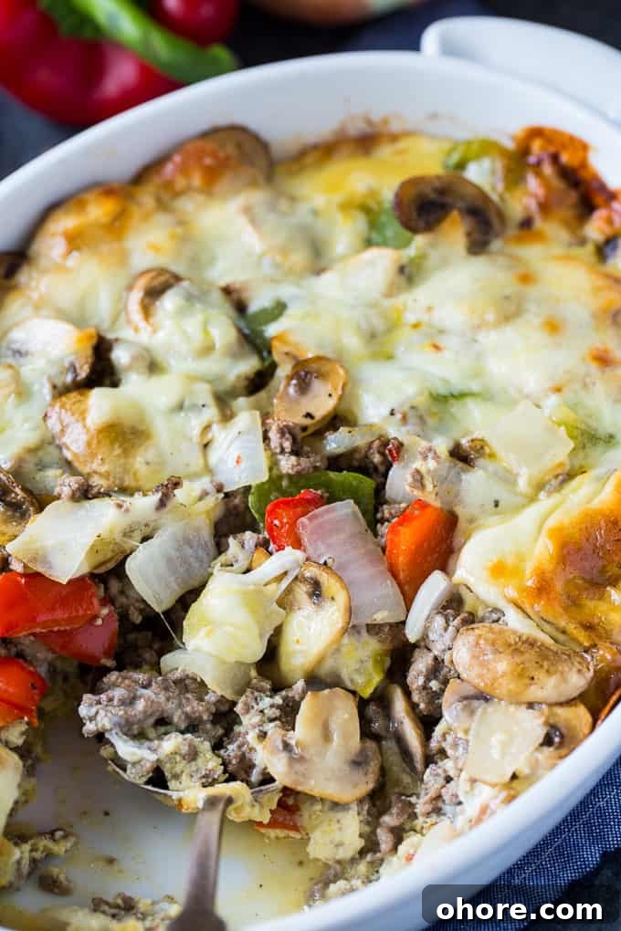 Low Carb Philly Cheese Steak Casserole 