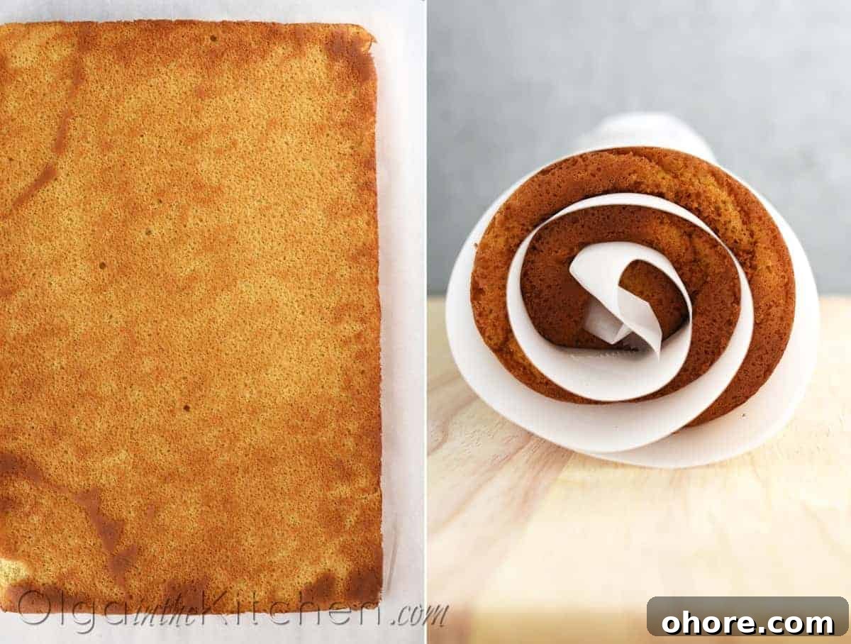 Honey Sponge Roll with Sweetened Condensed Milk Frosting 8 making honey cake roll