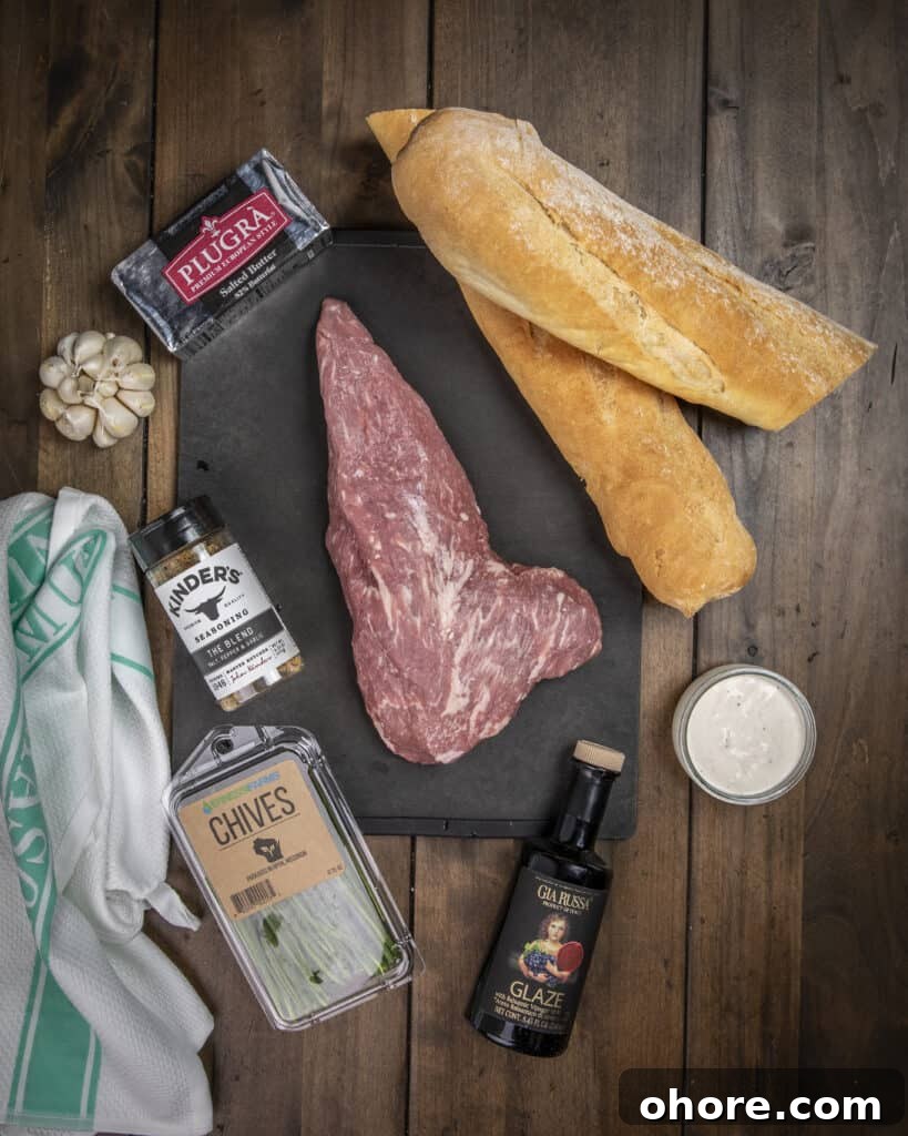 Ingredients for Steak Crostinis With Horseradish Sauce