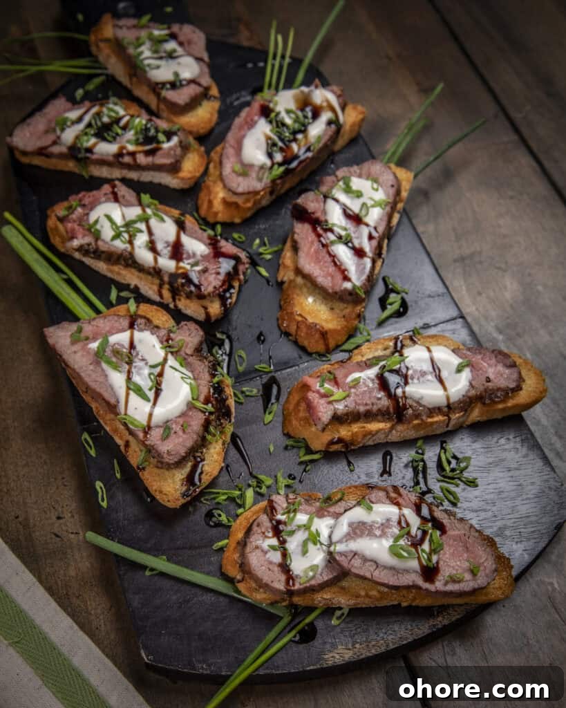 Steak Crostinis With Horseradish Sauce