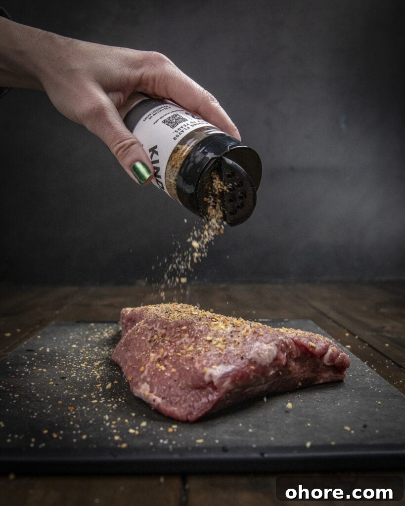Seasoning a tri tip steak