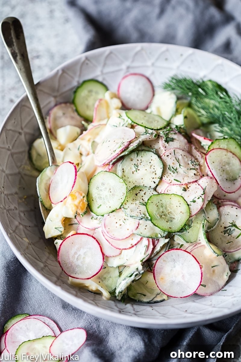 Creamy Dill Cucumber, Radish & Egg Salad Recipe 2 cucumber, radish and egg salad in a creamy dressing with dill