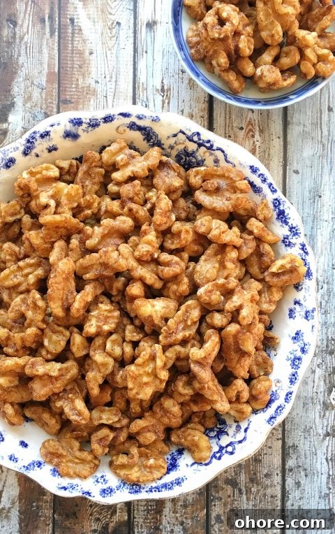 Cinnamon-Spiced Roasted Walnuts via LizsHealthyTable.com Cinnamon-Spiced Roasted Walnuts via LizsHealthyTable.com