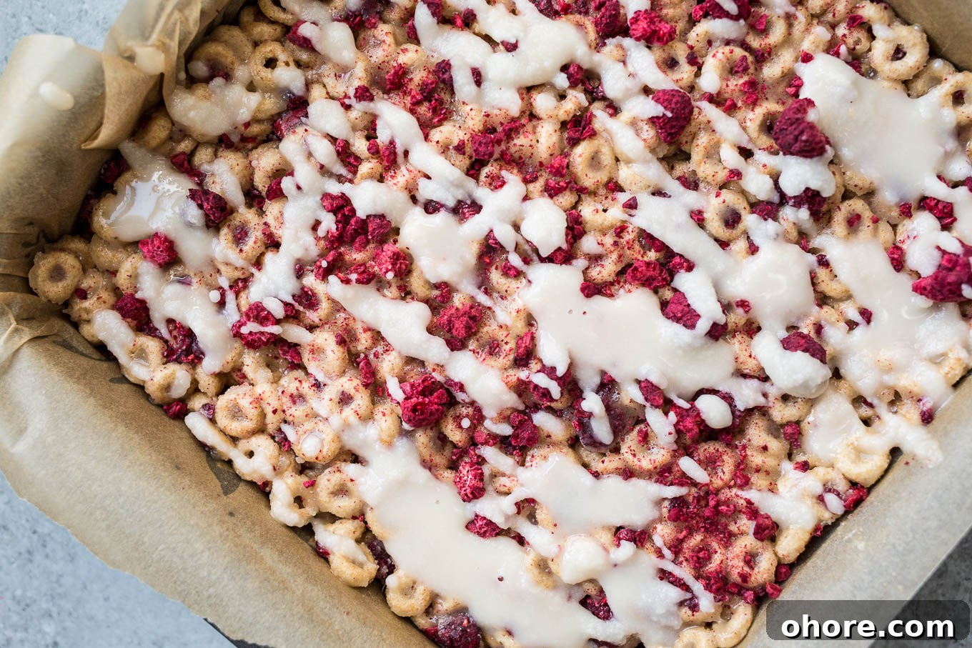 Raspberry Coconut Cereal Treats 