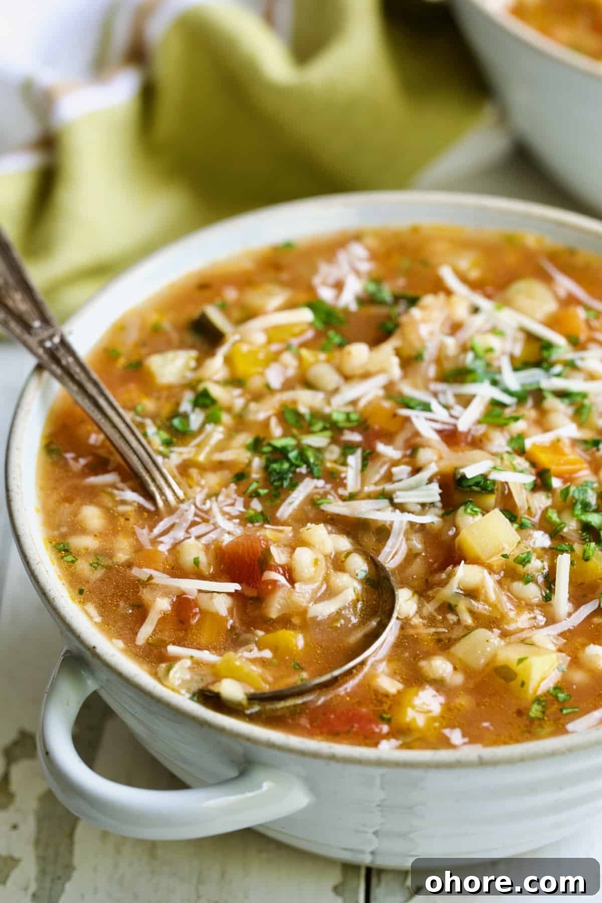 Hearty Vegetable and Barley Soup Recipe for Comforting Meals 9 Bowl of Vegetable Barley Soup.