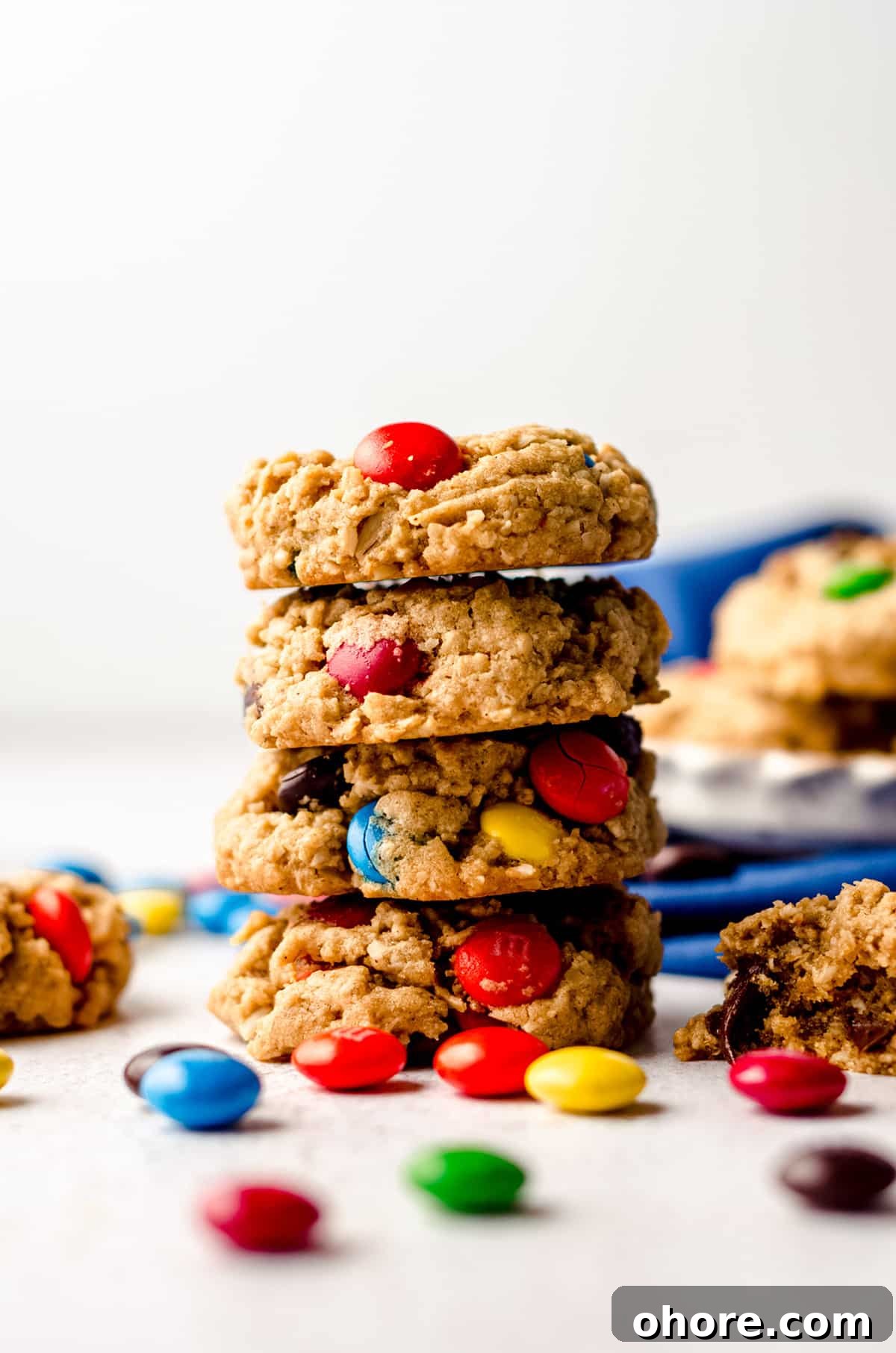 Ultimate Monster Cookie Recipe for Chewy, Loaded Cookies 15 stack of monster oatmeal cookies