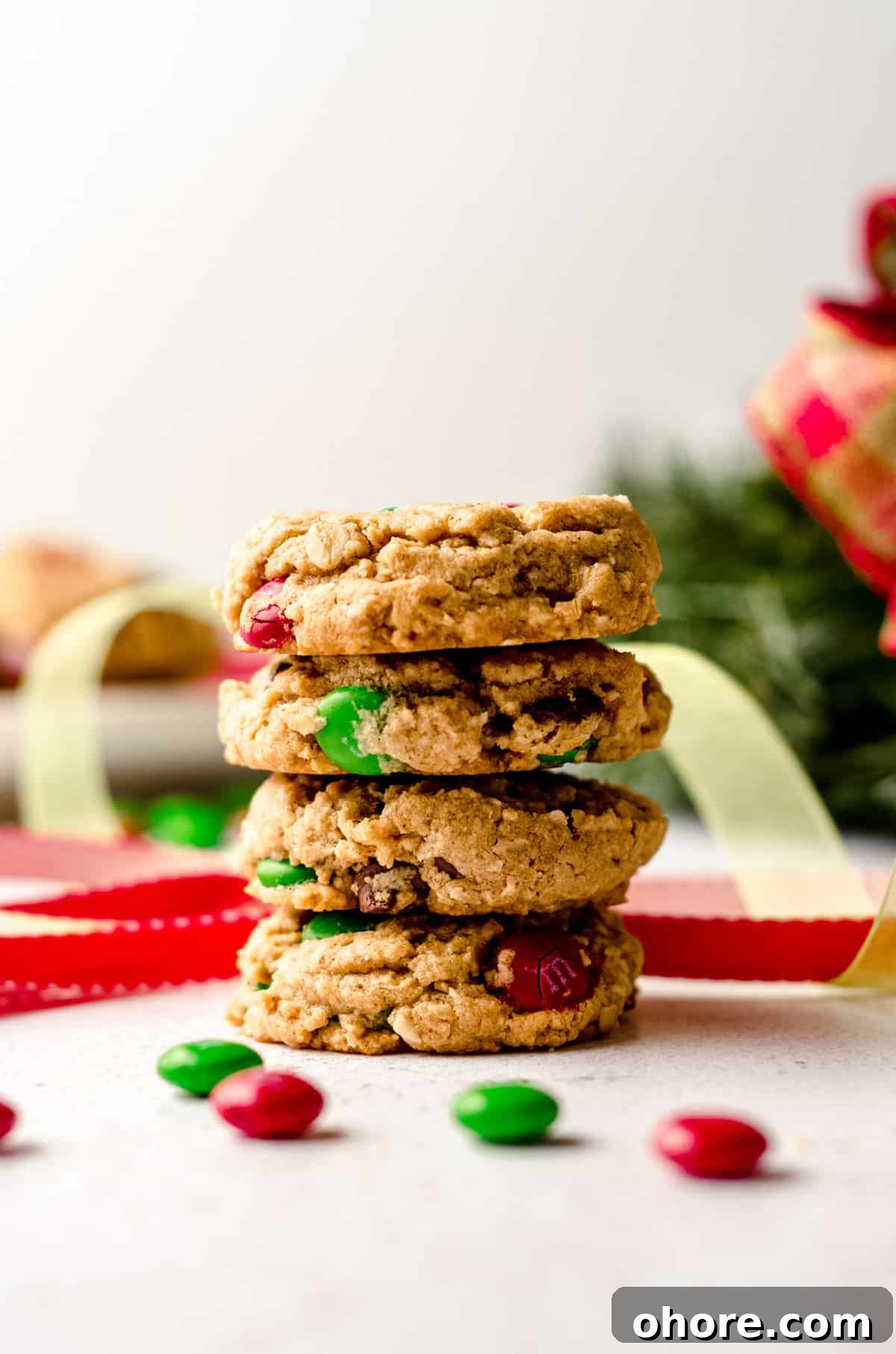 Ultimate Monster Cookie Recipe for Chewy, Loaded Cookies 16 stack of christmas monster cookies