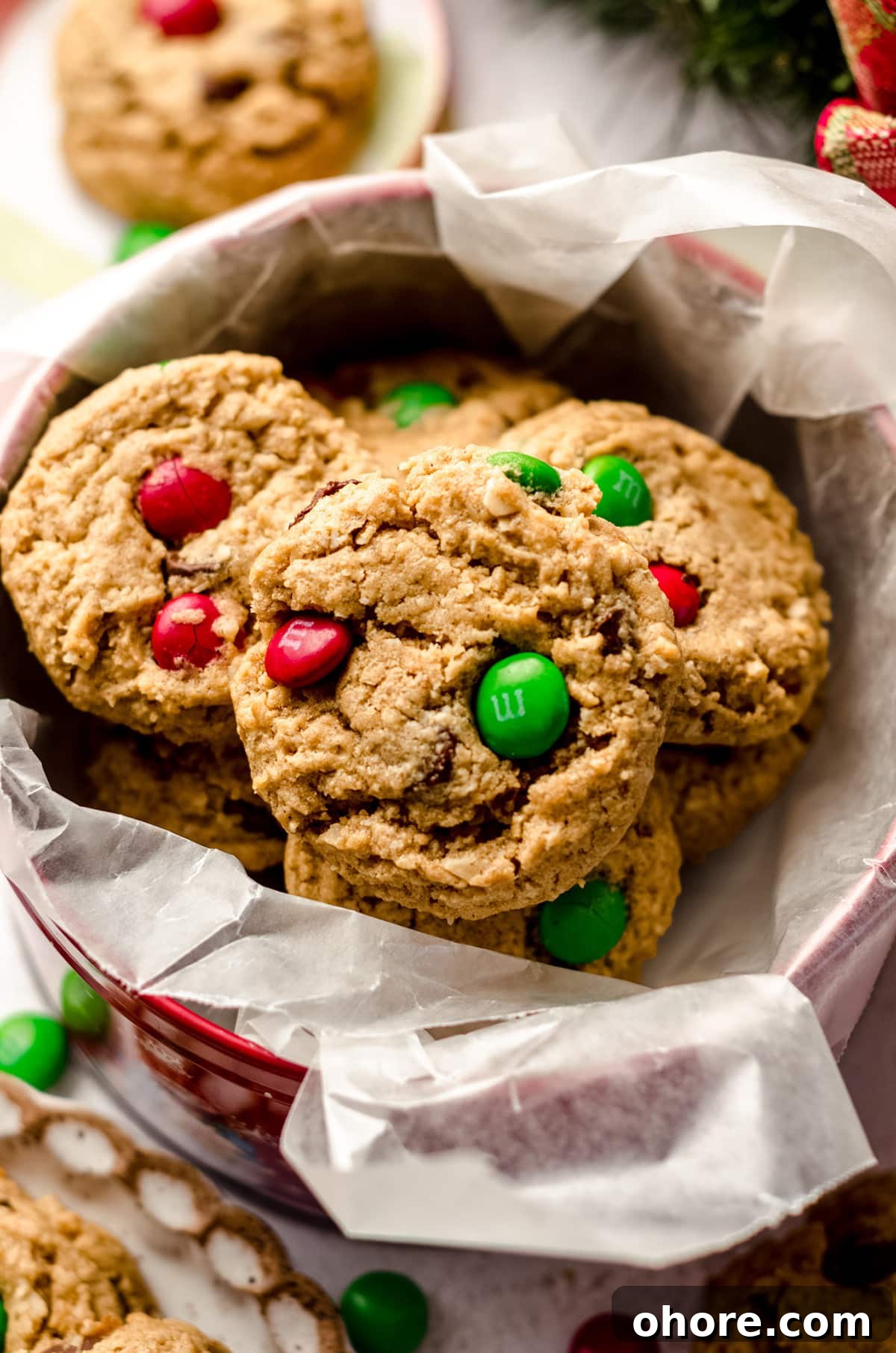 Ultimate Monster Cookie Recipe for Chewy, Loaded Cookies 17 christmas monster cookies in a cookie tin