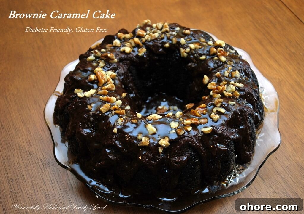 Decadent Caramel Brownie Layer Cake Recipe 3 A gluten free, diabetic friendly Brownie Caramel Cake that fits into a Trim and Healthy Lifestyle. (Gluten Free, Diabetic Friendly)