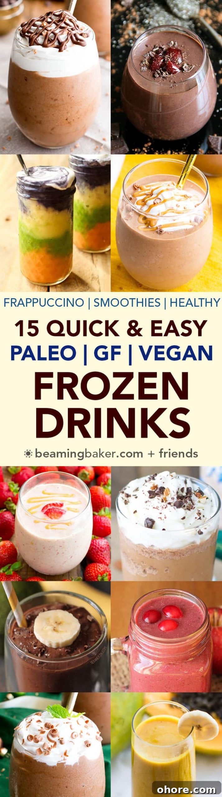15 Vegan Frozen Drinks: Gluten-Free, Dairy-Free, Paleo Recipes 2 15 Easy Vegan Frozen Drinks (V, GF, Paleo): a collection of the easiest and tastiest vegan drinks made from delicious whole ingredients. #Paleo #Vegan #GlutenFree #DairyFree | BeamingBaker.com