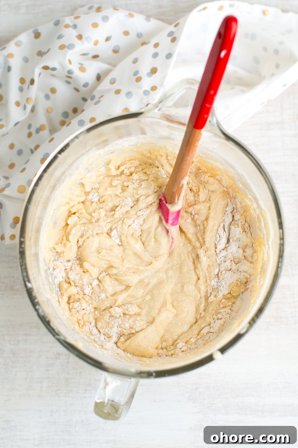 Champagne Meringue Cupcakes dough in a mixing bowl, not over mixed