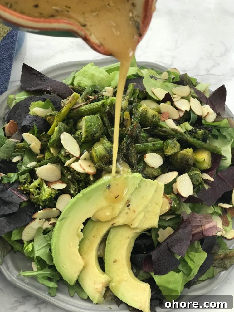 Beautiful salad with avocado, nuts and veggies