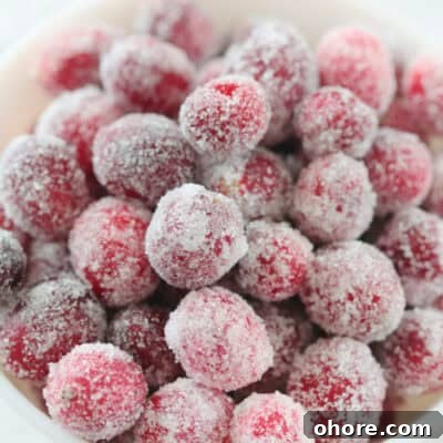 sugared cranberries in a bowl