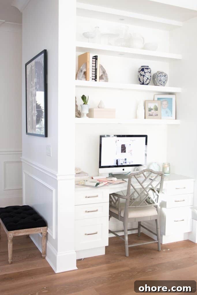 Update Your Organized Kitchen Desk for 2021: Smart Tips & Trends 2 kitchen desk organized with open shelving
