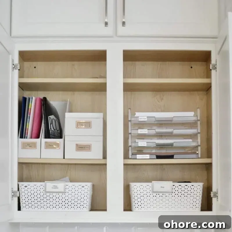 Update Your Organized Kitchen Desk for 2021: Smart Tips & Trends 9 inside the cabinets above a built in desk