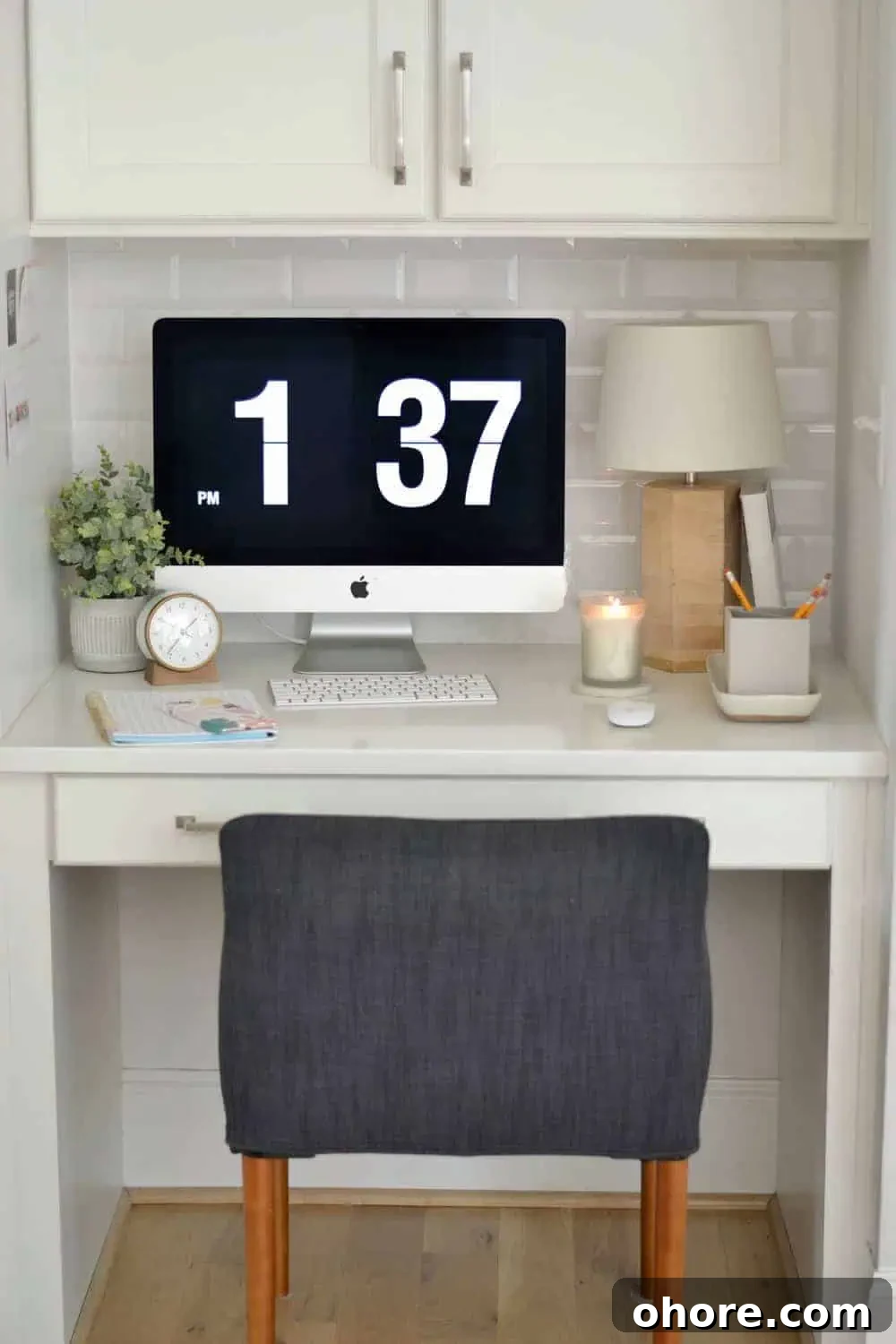 Update Your Organized Kitchen Desk for 2021: Smart Tips & Trends 10 kitchen desk with computer and lamp