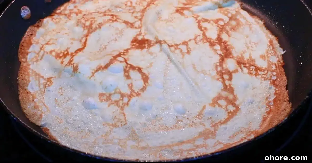 baking the other side of crepe
