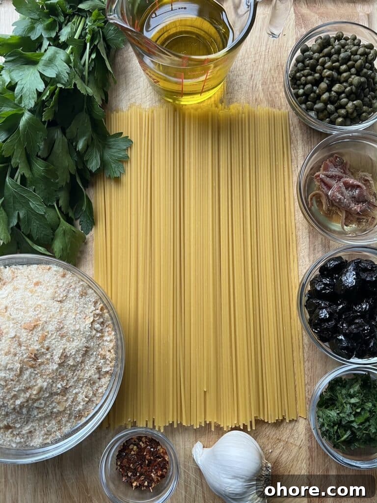 St. Joseph’s Spaghetti with Anchovies and Crispy Breadcrumbs 5 Ingredients for St Joseph's Pasta.