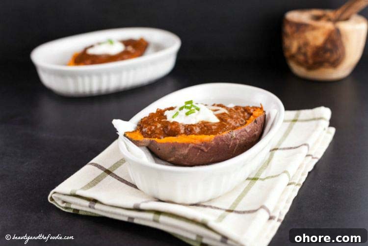 Taco Chili-Stuffed Sweet Potatoes Recipe for Flavor-Packed Meals 2 Taco Chili Stuffed Sweet Potatoes. grain free, paleo and low carb