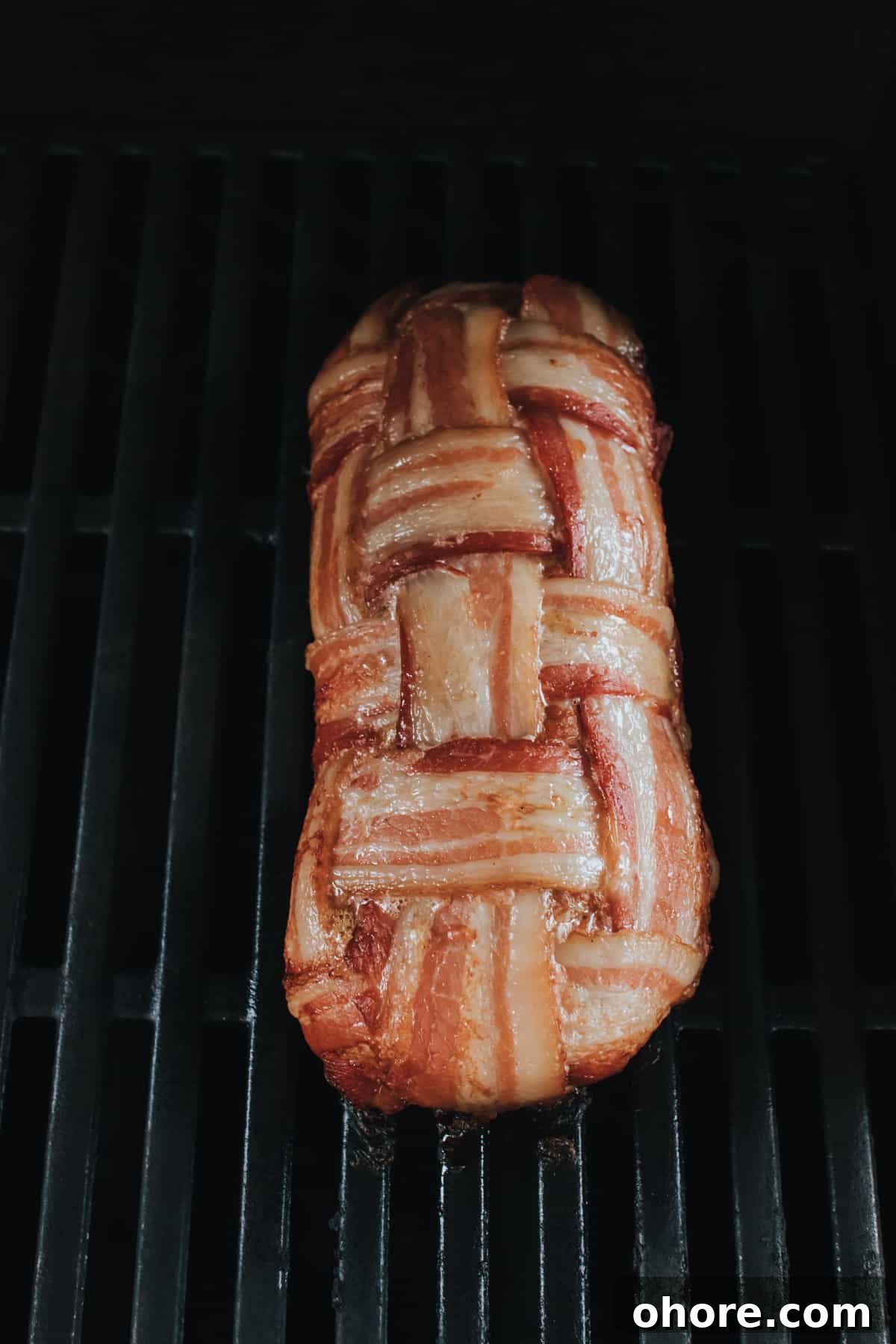 grilling sausage and bacon loaf