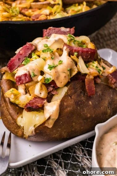 Corned beef stuffed baked potato