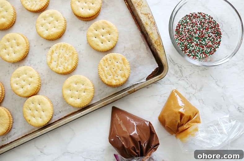salted caramel piping bag and sprinkles. 
