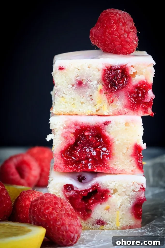 Raspberry Lemon Blondies Recipe with Tangy Glaze 6 raspberry lemon blondies