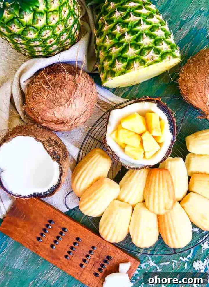 Madeleines with pineapple and coconut.