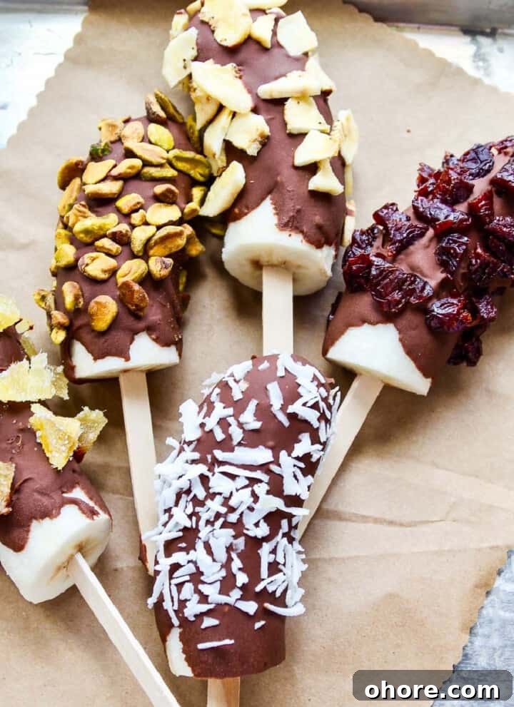 Frozen chocolate covered bananas.
