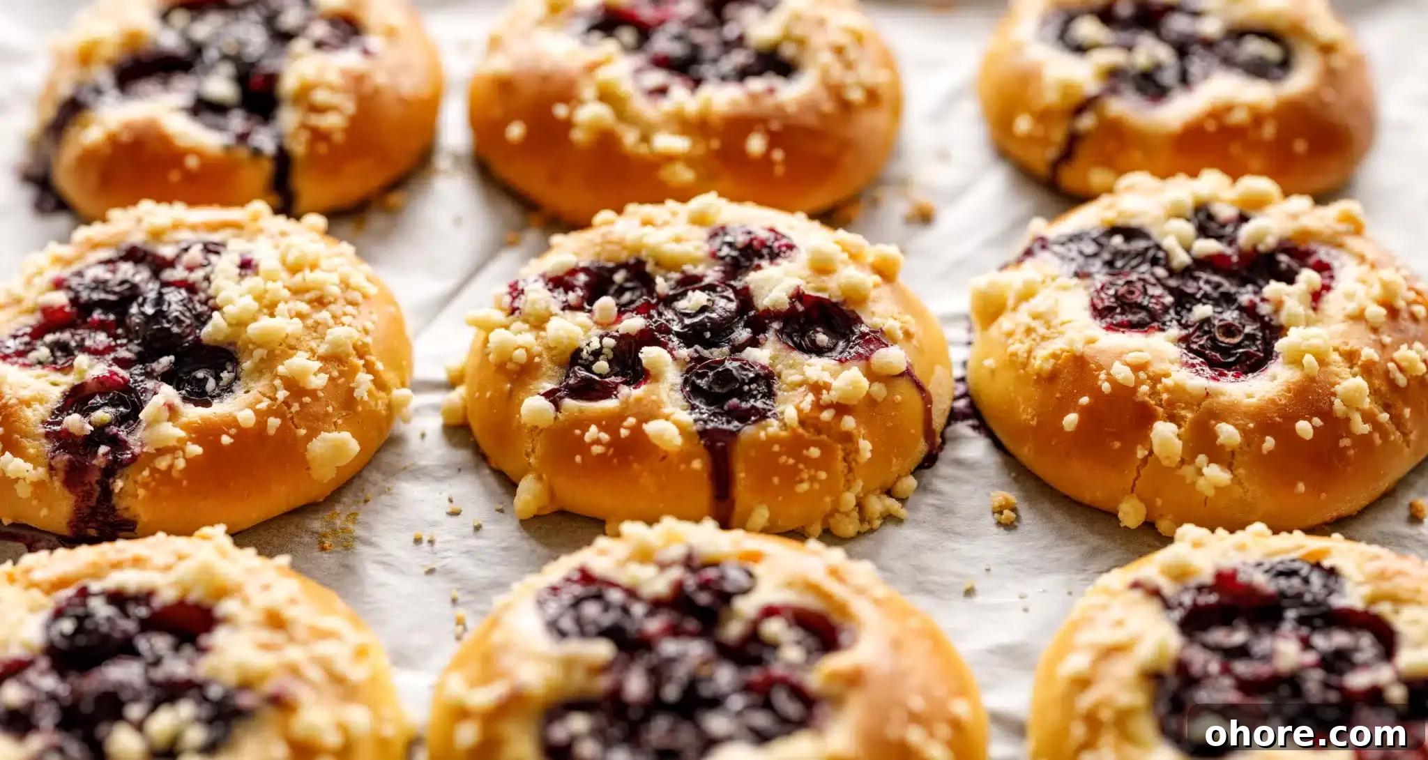 A close view of freshly baked kolaches.