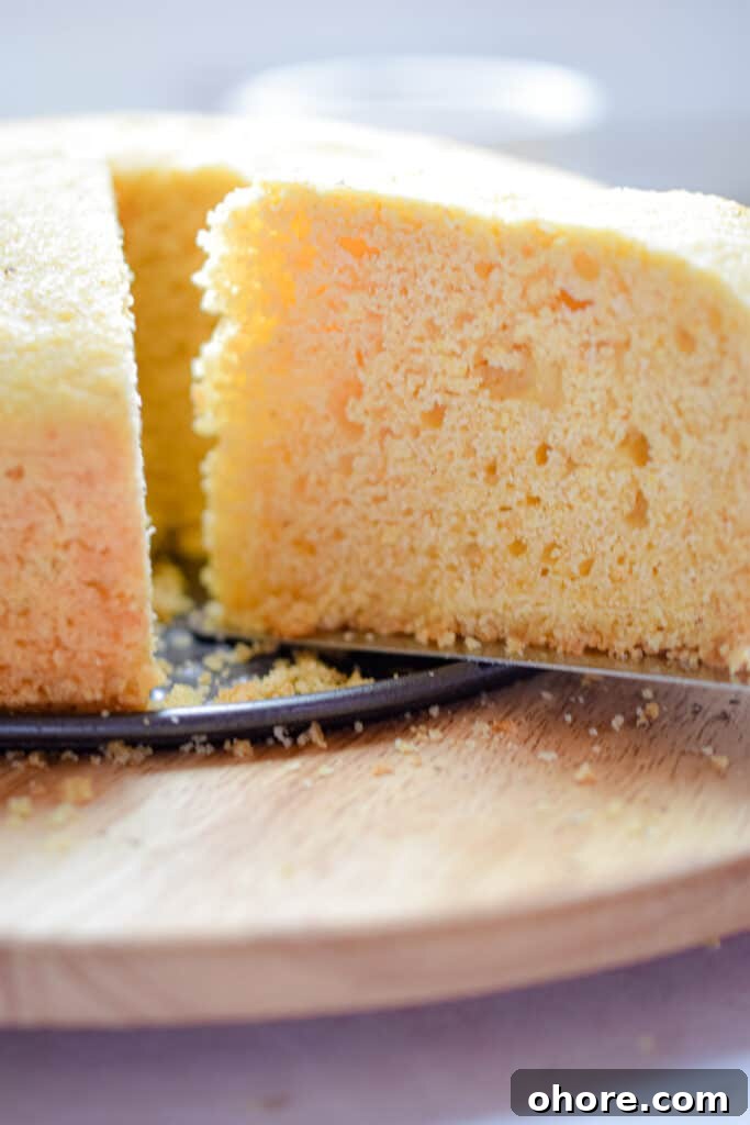 A close up of the texture of the Instant Pot Cornbread