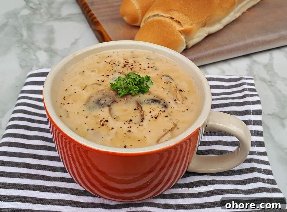 Creamy Mushroom Soup is a quick, homemade, comforting soup recipe which uses all standard pantry ingredients - filling and delicious !