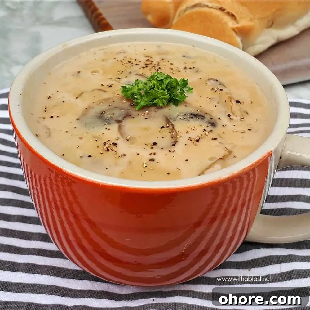 Creamy Mushroom Soup is a quick, homemade, comforting soup recipe which uses all standard pantry ingredients - filling and delicious !